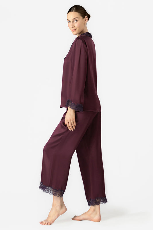 Arden Lush Shawl-collar Silk PJ Set Pajama Set NK iMODE 