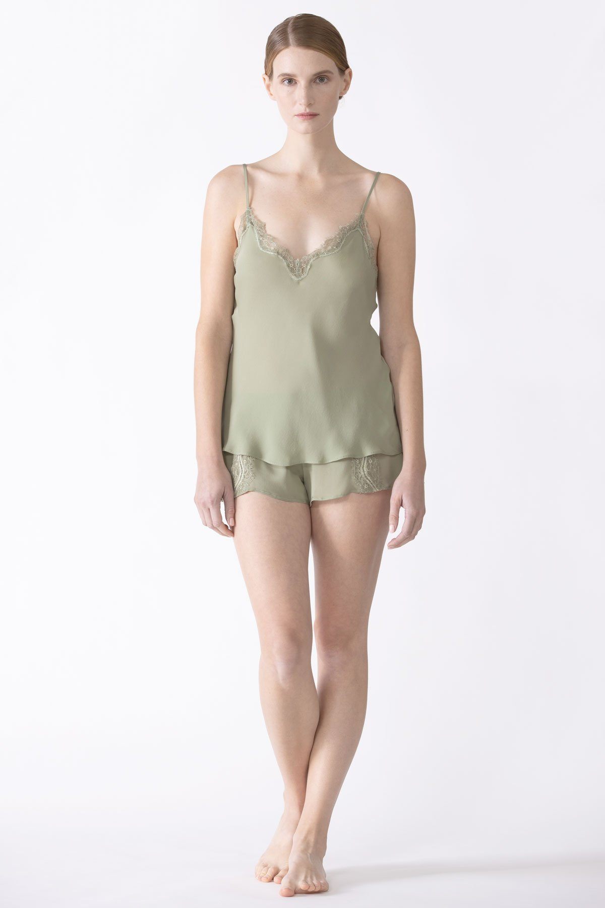 Dahlia Bliss Lace Silk Camisole Camisole NK iMODE tea green S