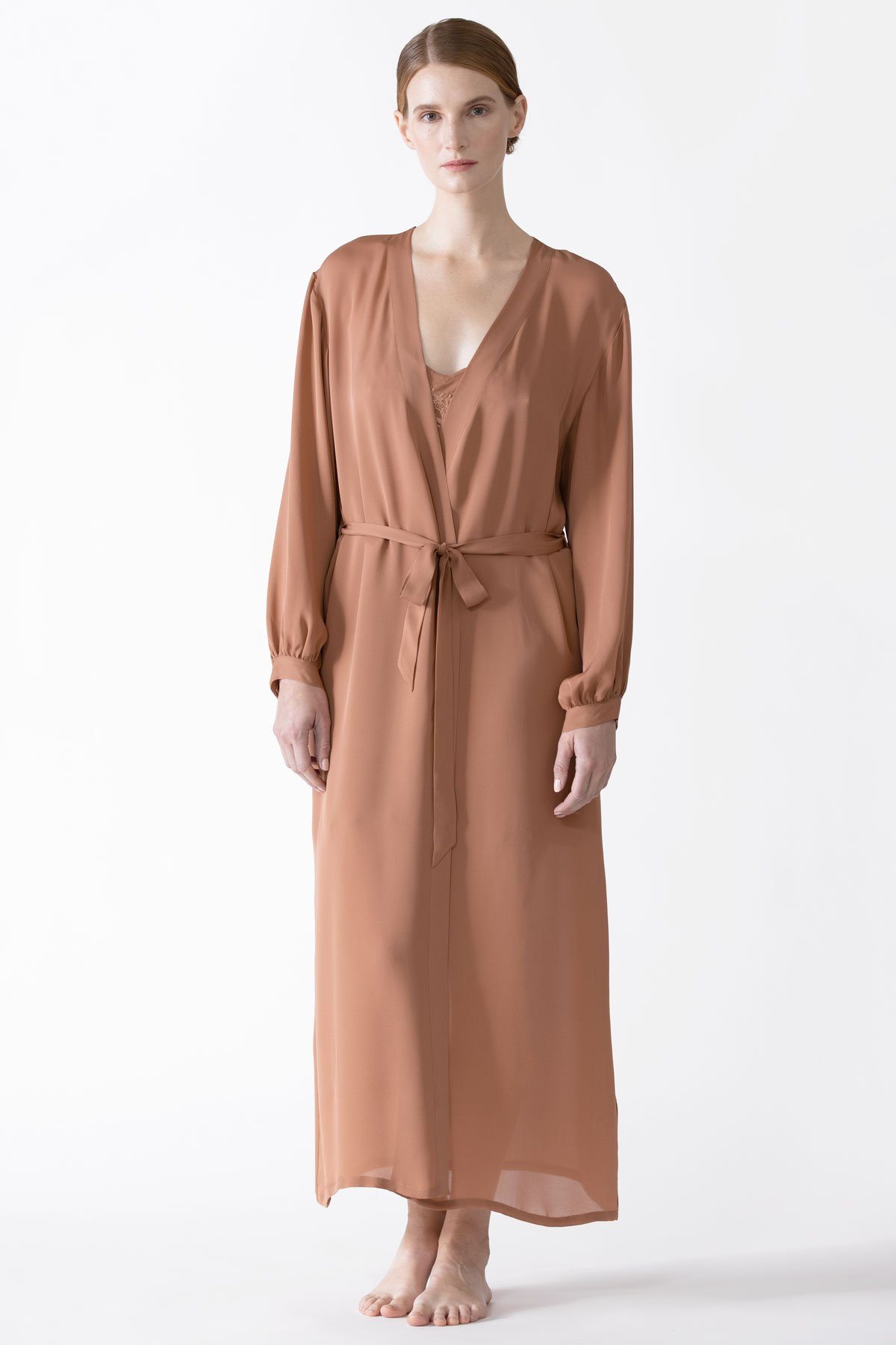 Dahlia Bliss Silk Long Robe Long Robe NK iMODE sandstorm brown S