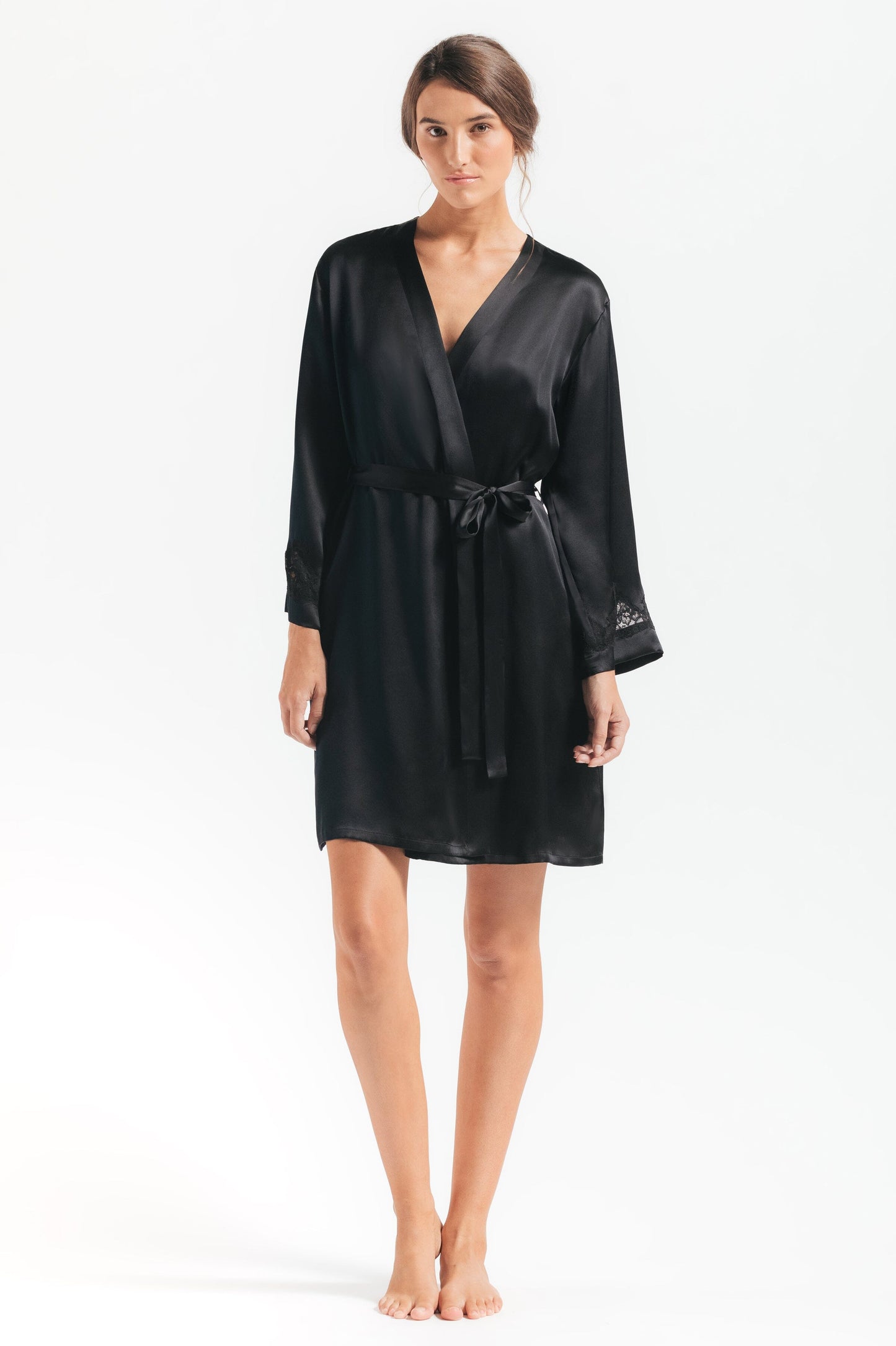 Morgan Iconic Short Silk Robe Short Robe NK iMODE Ultra Black Black S