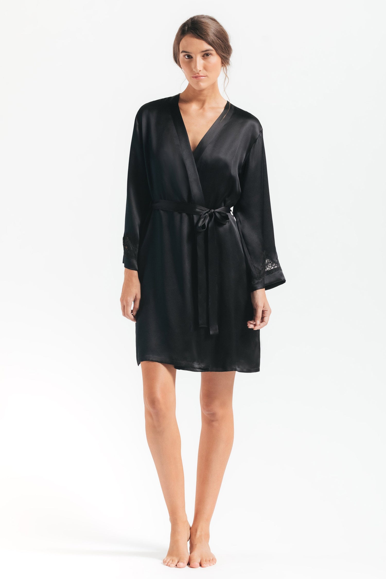 Morgan Iconic Short Silk Robe Short Robe NK iMODE Ultra Black Black S