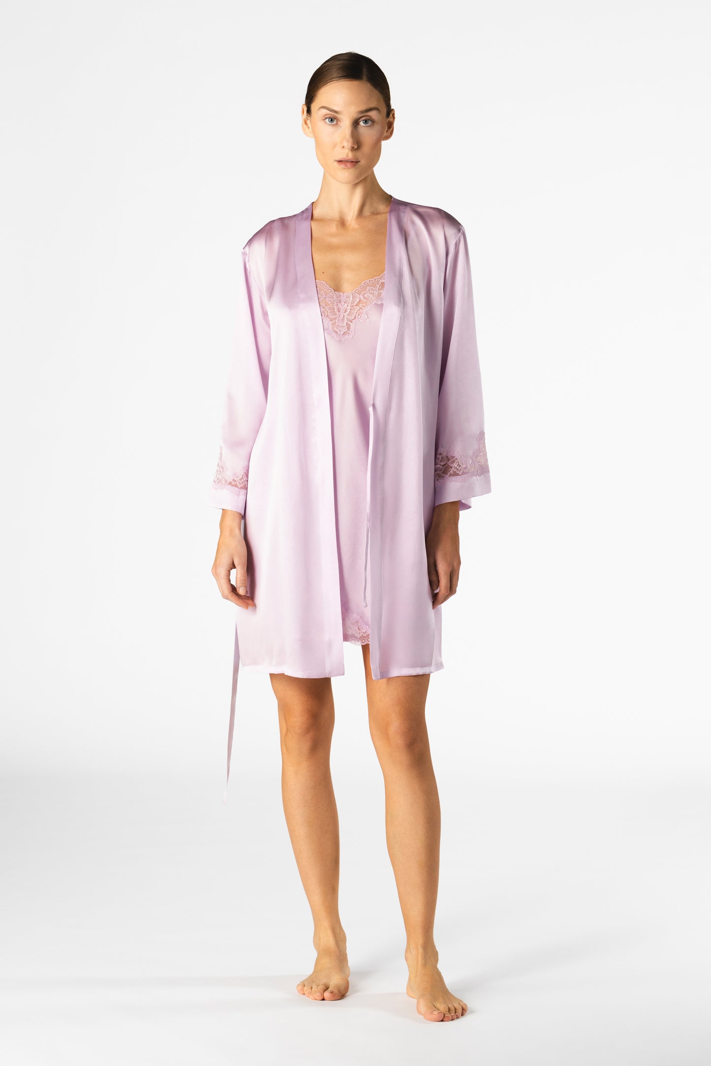 Morgan Lace Spaghetti Silk Chemise