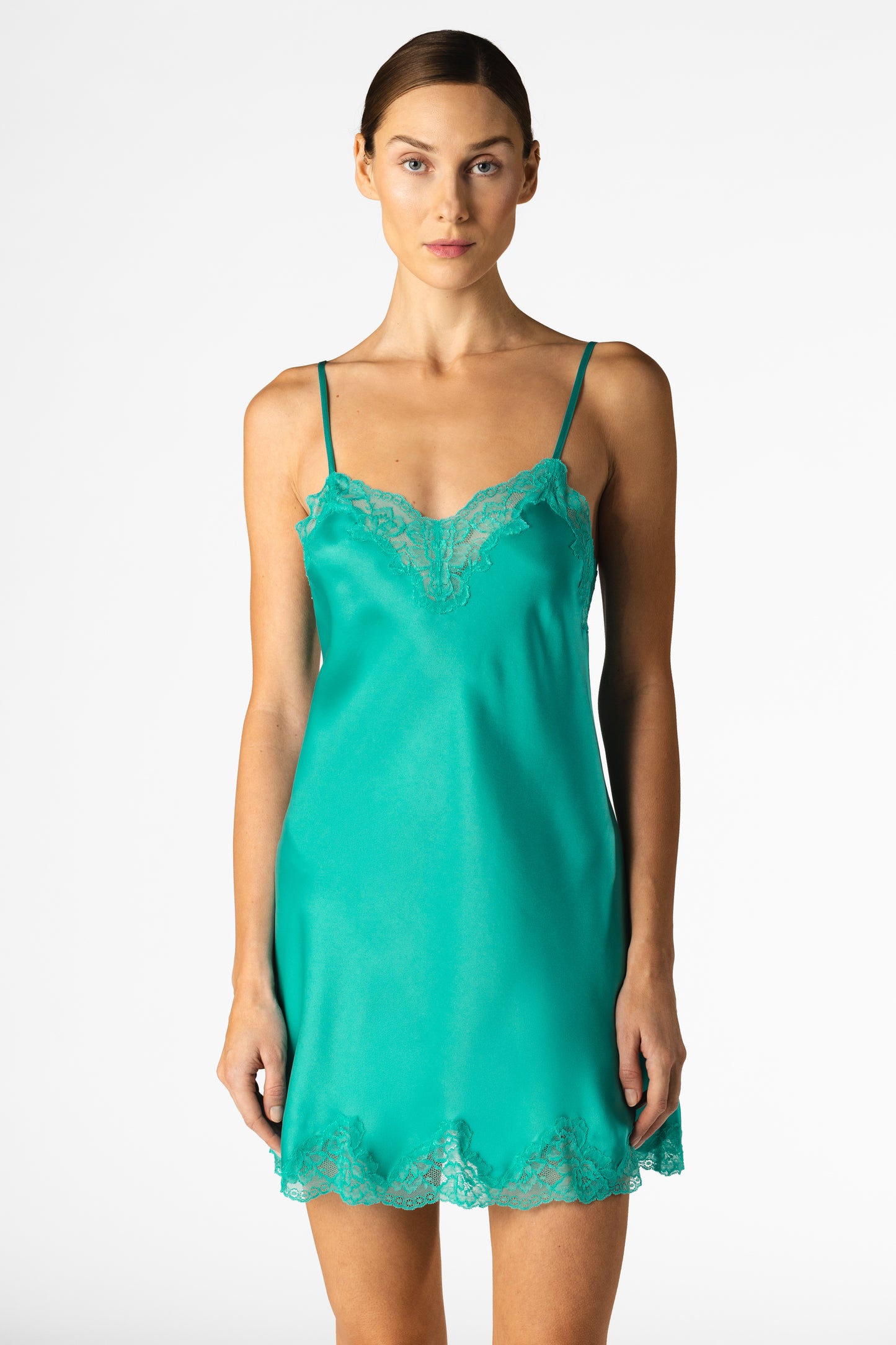 Morgan Lace Spaghetti Silk Chemise